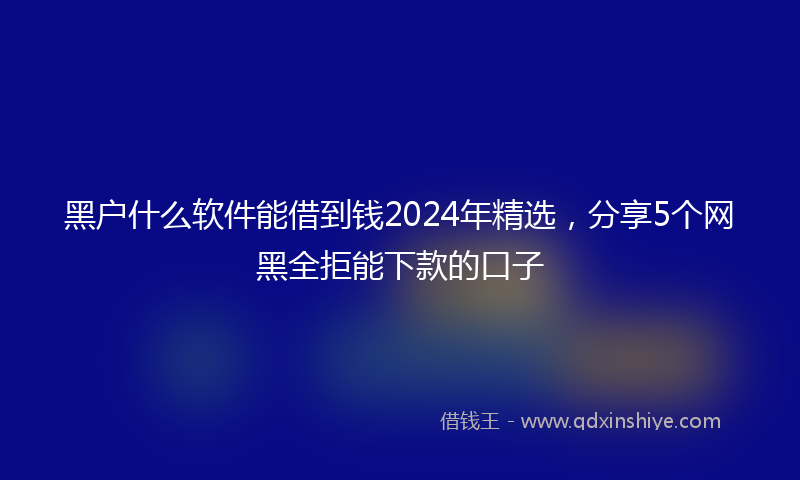 黑户什么软件能借到钱2024年精选，分享5个网黑全拒能下款的口子