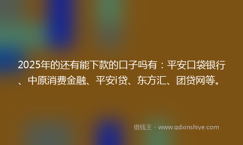 2025年的还有能下款的口子吗有：平安口袋银行、中原消费金融、平安i贷、东方汇、团贷网等。