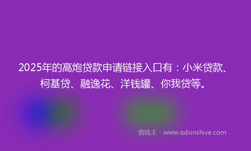 2025年的高炮贷款申请链接入口有：小米贷款、柯基贷、融逸花、洋钱罐、你我贷等。