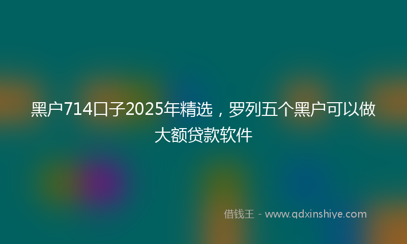 黑户714口子2025年精选，罗列五个黑户可以做大额贷款软件