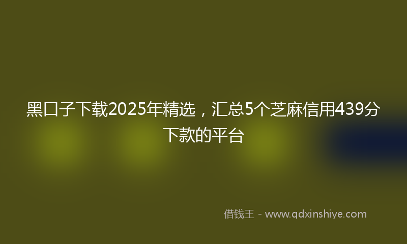 黑口子下载2025年精选，汇总5个芝麻信用439分下款的平台