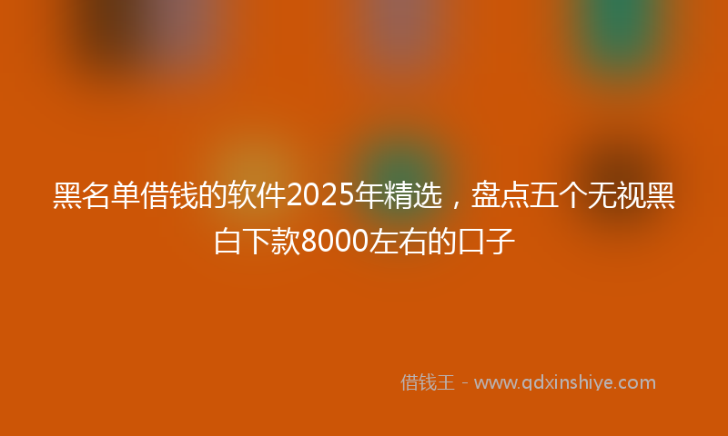 黑名单借钱的软件2025年精选，盘点五个无视黑白下款8000左右的口子