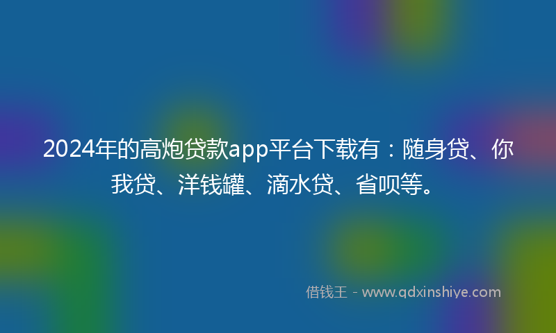 2024年的高炮贷款app平台下载有：随身贷、你我贷、洋钱罐、滴水贷、省呗等。
