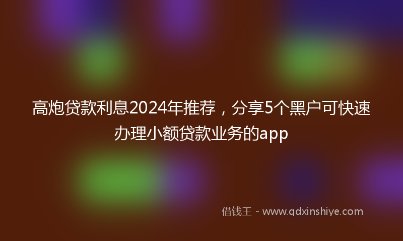 高炮贷款利息2024年推荐，分享5个黑户可快速办理小额贷款业务的app