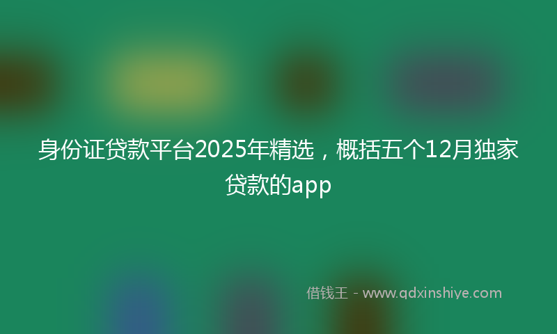 身份证贷款平台2025年精选，概括五个12月独家贷款的app