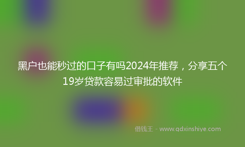 黑户也能秒过的口子有吗2024年推荐，分享五个19岁贷款容易过审批的软件