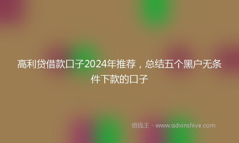 高利贷借款口子2024年推荐，总结五个黑户无条件下款的口子