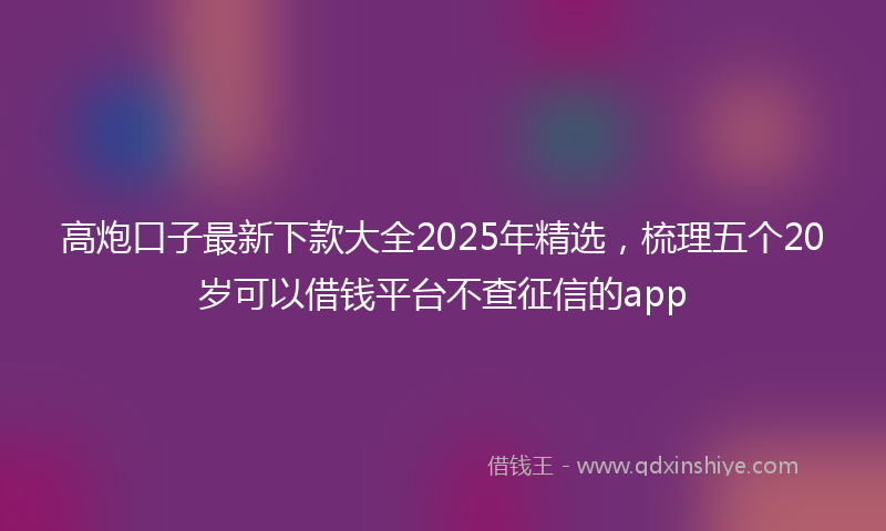 高炮口子最新下款大全2025年精选，梳理五个20岁可以借钱平台不查征信的app