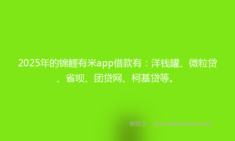 2025年的锦鲤有米app借款有：洋钱罐、微粒贷、省呗、团贷网、柯基贷等。