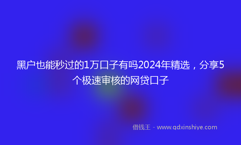 黑户也能秒过的1万口子有吗2024年精选，分享5个极速审核的网贷口子