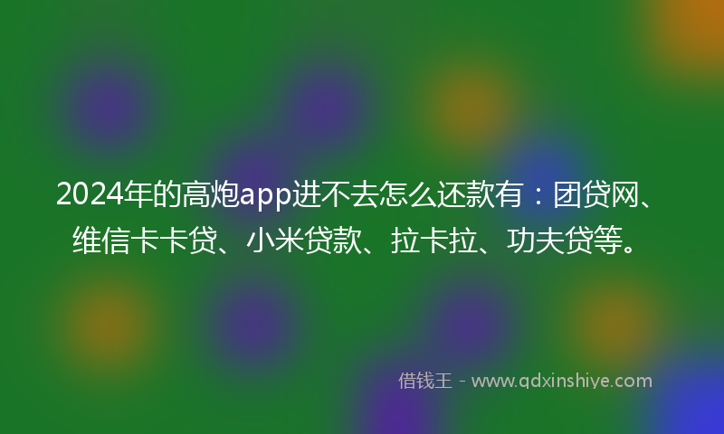 2024年的高炮app进不去怎么还款有：团贷网、维信卡卡贷、小米贷款、拉卡拉、功夫贷等。