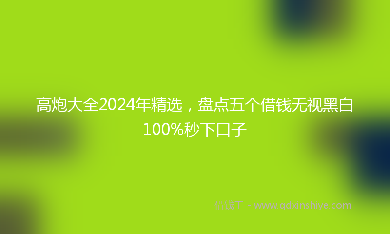 高炮大全2024年精选，盘点五个借钱无视黑白100%秒下口子