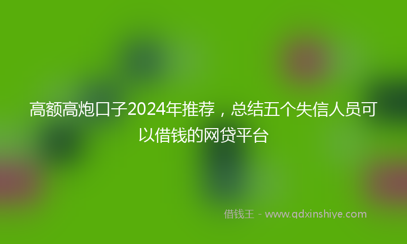 高额高炮口子2024年推荐，总结五个失信人员可以借钱的网贷平台