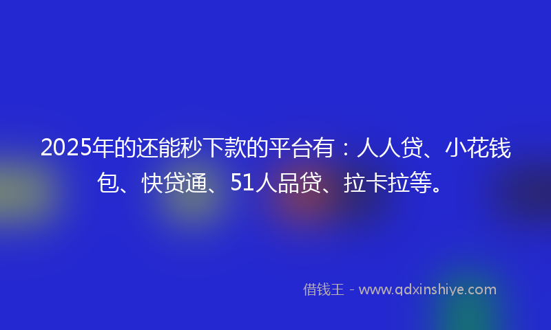 2025年的还能秒下款的平台有：人人贷、小花钱包、快贷通、51人品贷、拉卡拉等。