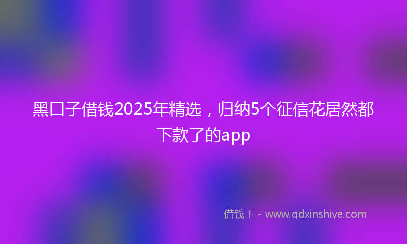 黑口子借钱2025年精选，归纳5个征信花居然都下款了的app