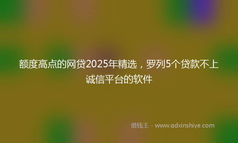 额度高点的网贷2025年精选，罗列5个贷款不上诚信平台的软件