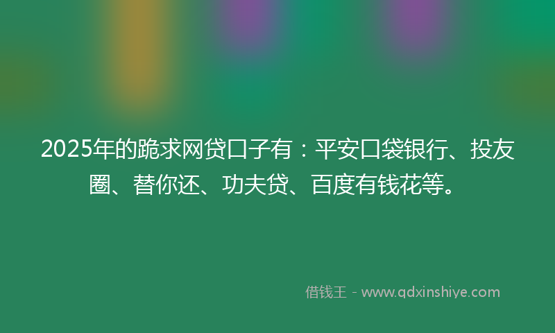 2025年的跪求网贷口子有：平安口袋银行、投友圈、替你还、功夫贷、百度有钱花等。