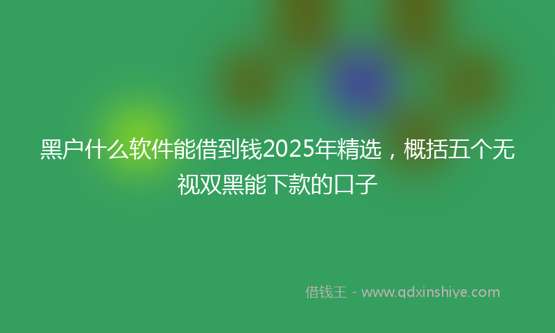 黑户什么软件能借到钱2025年精选，概括五个无视双黑能下款的口子