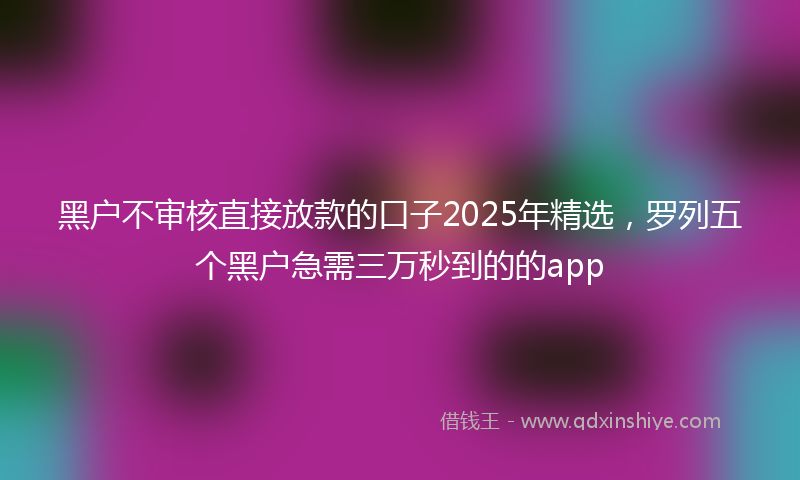 黑户不审核直接放款的口子2025年精选，罗列五个黑户急需三万秒到的的app