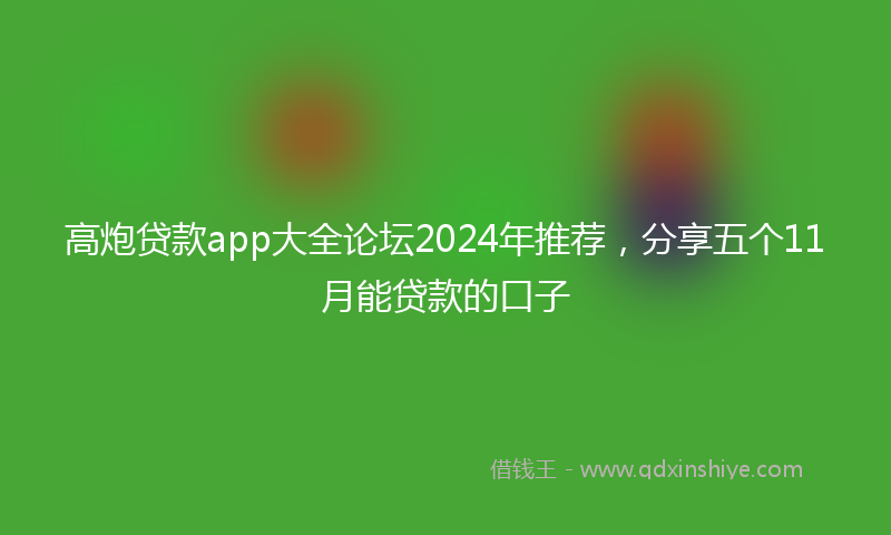 高炮贷款app大全论坛2024年推荐，分享五个11月能贷款的口子