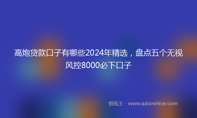 高炮贷款口子有哪些2024年精选，盘点五个无视风控8000必下口子