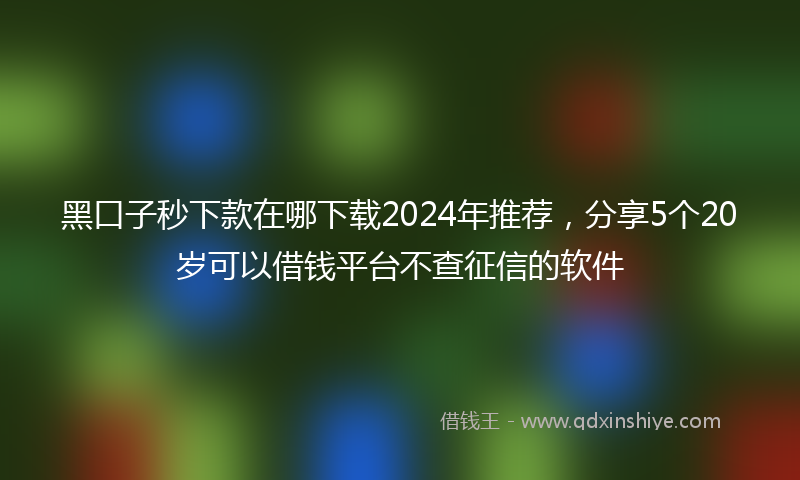 黑口子秒下款在哪下载2024年推荐，分享5个20岁可以借钱平台不查征信的软件