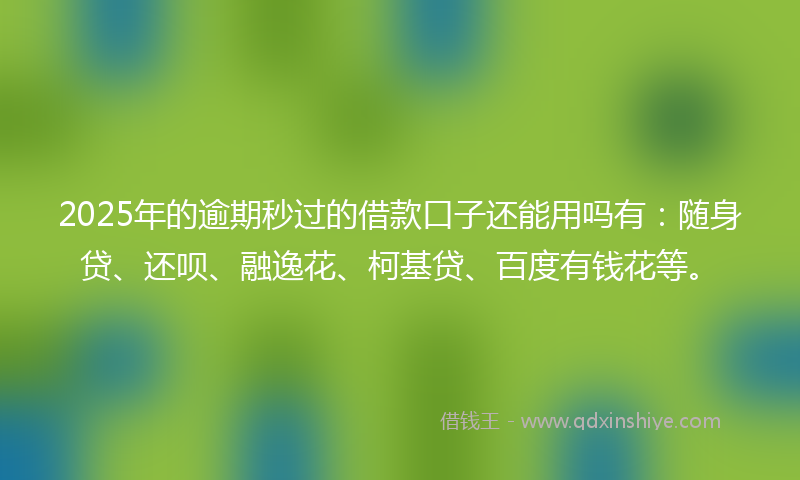 2025年的逾期秒过的借款口子还能用吗有：随身贷、还呗、融逸花、柯基贷、百度有钱花等。