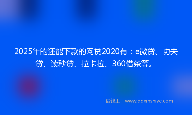 2025年的还能下款的网贷2020有：e微贷、功夫贷、读秒贷、拉卡拉、360借条等。