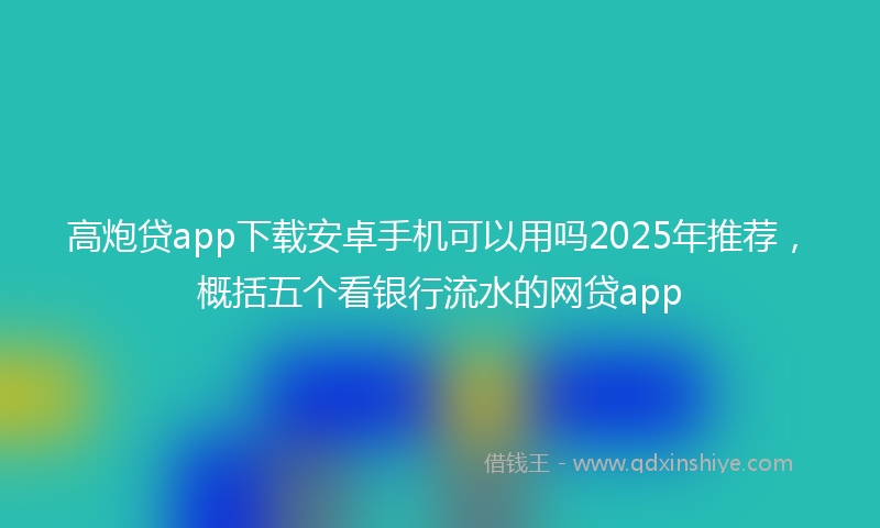 高炮贷app下载安卓手机可以用吗2025年推荐，概括五个看银行流水的网贷app