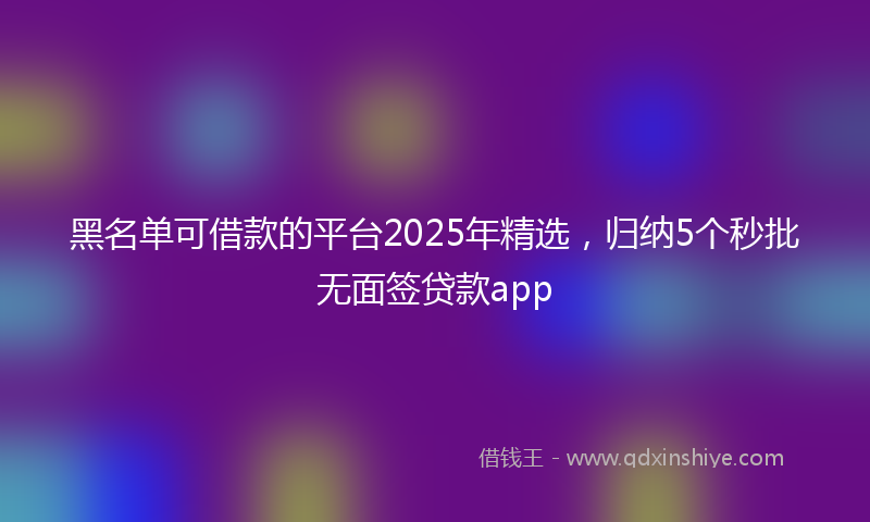 黑名单可借款的平台2025年精选，归纳5个秒批无面签贷款app