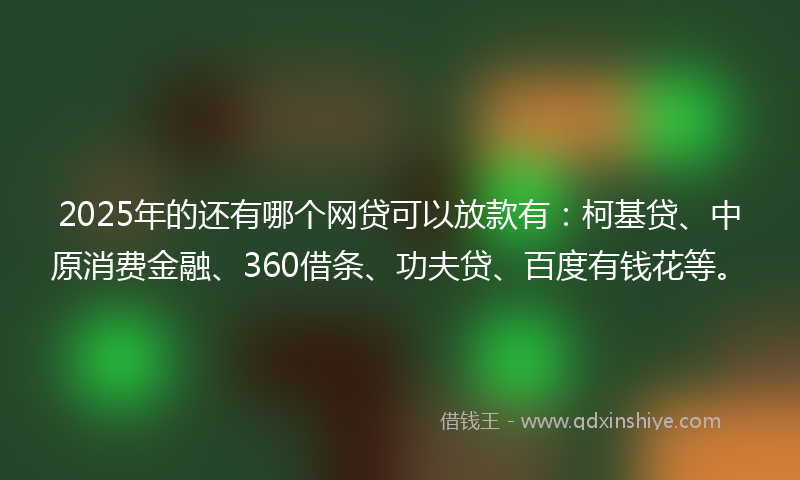 2025年的还有哪个网贷可以放款有：柯基贷、中原消费金融、360借条、功夫贷、百度有钱花等。