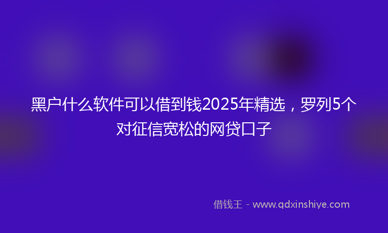 黑户什么软件可以借到钱2025年精选，罗列5个对征信宽松的网贷口子