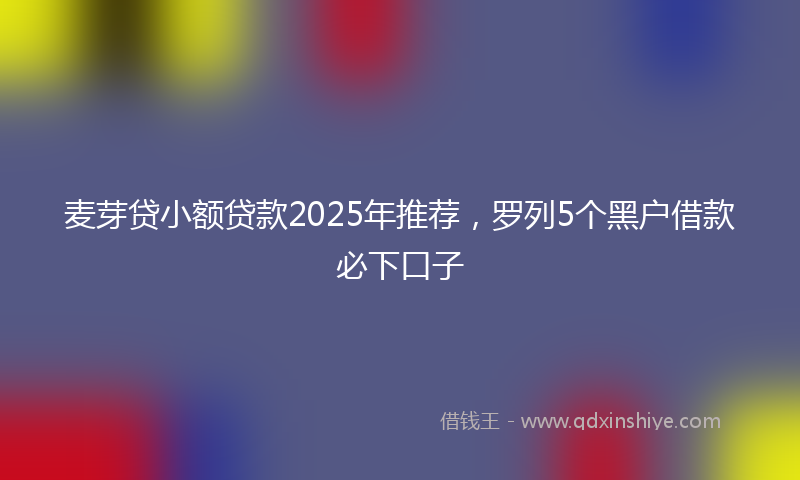 麦芽贷小额贷款2025年推荐，罗列5个黑户借款必下口子