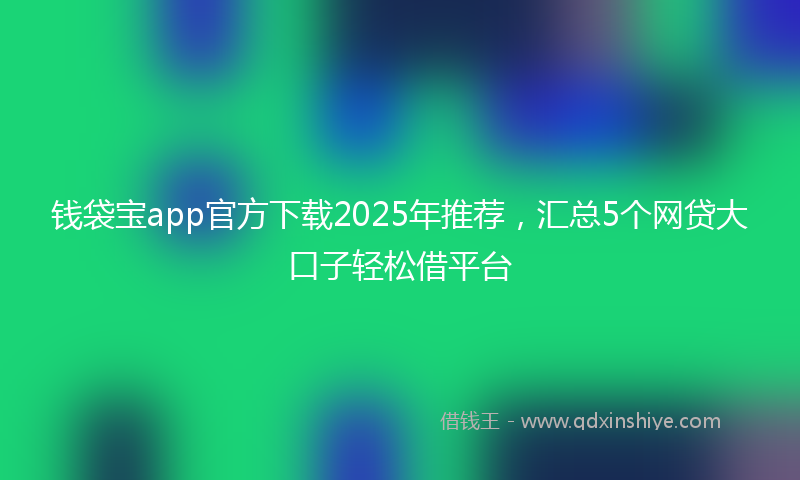 钱袋宝app官方下载2025年推荐，汇总5个网贷大口子轻松借平台