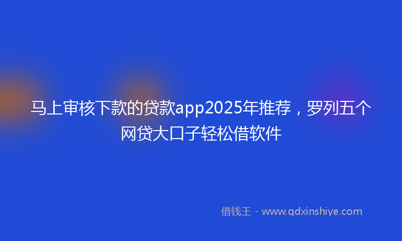 马上审核下款的贷款app2025年推荐，罗列五个网贷大口子轻松借软件
