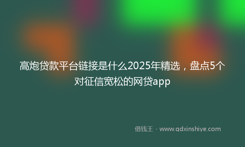 高炮贷款平台链接是什么2025年精选，盘点5个对征信宽松的网贷app