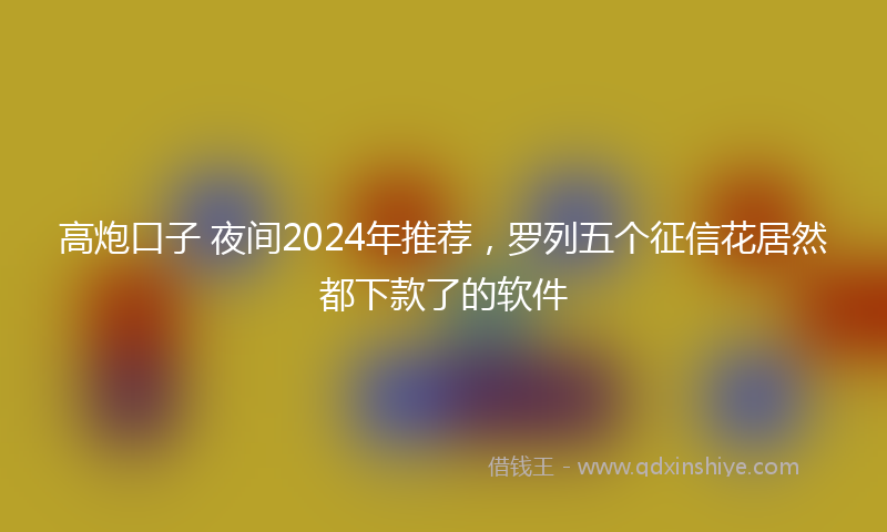 高炮口子 夜间2024年推荐，罗列五个征信花居然都下款了的软件