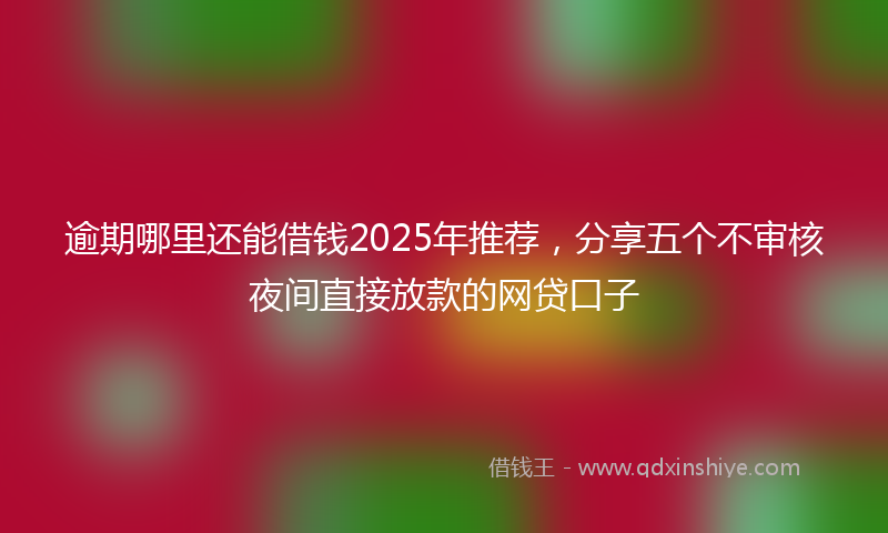 逾期哪里还能借钱2025年推荐，分享五个不审核夜间直接放款的网贷口子