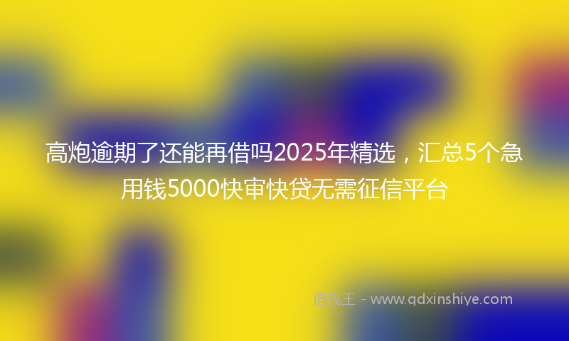 高炮逾期了还能再借吗2025年精选，汇总5个急用钱5000快审快贷无需征信平台
