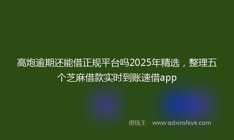 高炮逾期还能借正规平台吗2025年精选，整理五个芝麻借款实时到账速借app