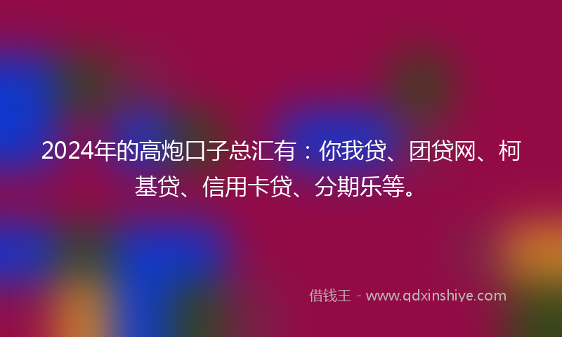 2024年的高炮口子总汇有：你我贷、团贷网、柯基贷、信用卡贷、分期乐等。