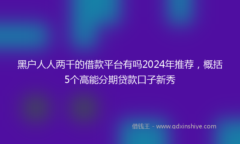 黑户人人两千的借款平台有吗2024年推荐，概括5个高能分期贷款口子新秀