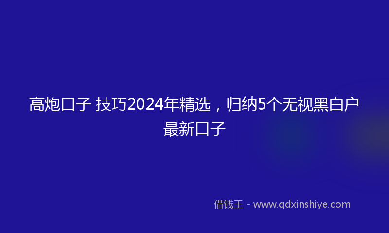 高炮口子 技巧2024年精选，归纳5个无视黑白户最新口子