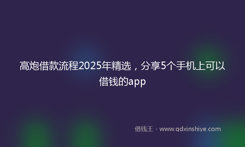 高炮借款流程2025年精选，分享5个手机上可以借钱的app