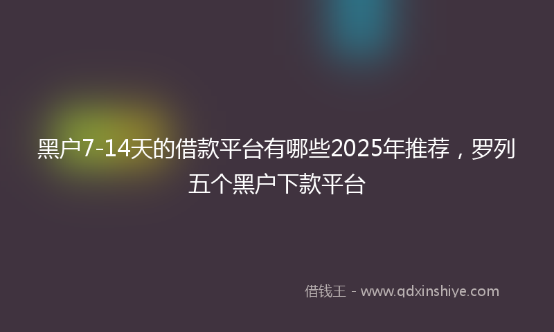 黑户7-14天的借款平台有哪些2025年推荐，罗列五个黑户下款平台