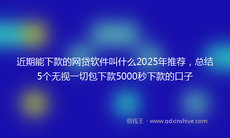 近期能下款的网贷软件叫什么2025年推荐，总结5个无视一切包下款5000秒下款的口子
