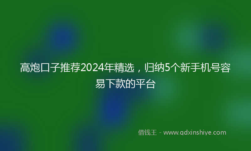 高炮口子推荐2024年精选，归纳5个新手机号容易下款的平台