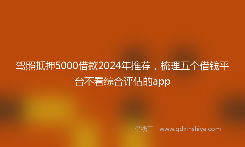 驾照抵押5000借款2024年推荐，梳理五个借钱平台不看综合评估的app