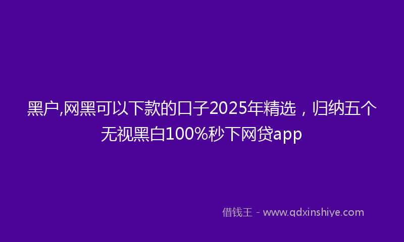 黑户,网黑可以下款的口子2025年精选，归纳五个无视黑白100%秒下网贷app
