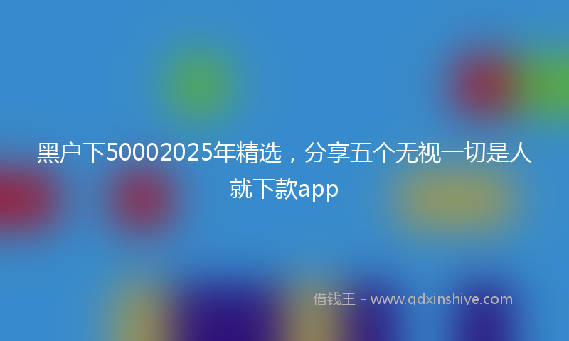 黑户下50002025年精选，分享五个无视一切是人就下款app
